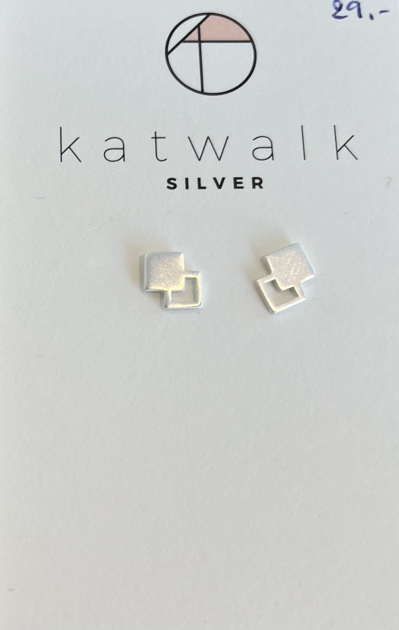 Zilveren oorring vierkant Katwalk Silver