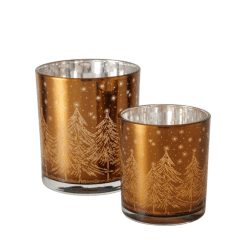 Theelichthouder kerstboom bruin