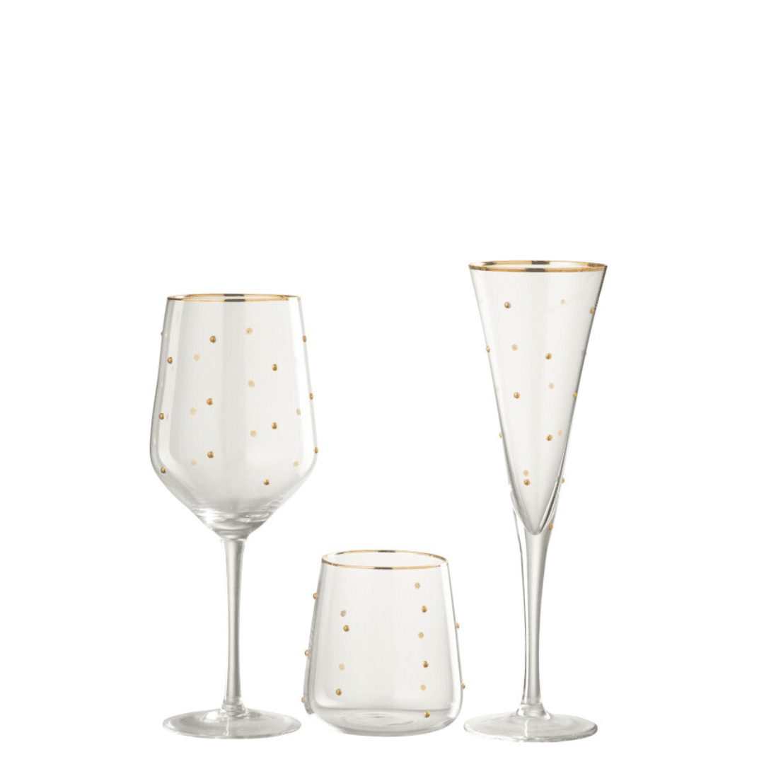 Champagneglas met goudkleurige stippen - Afbeelding 2