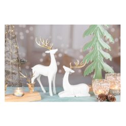 Rendier wit met goudkleur 17x19cm - Afbeelding 2