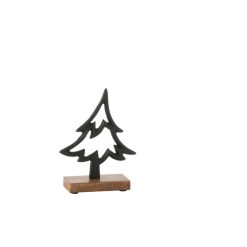 Metalen kerstboom op houten voet