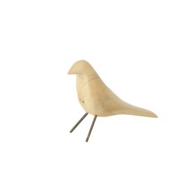 Houten vogel op metalen pootjes