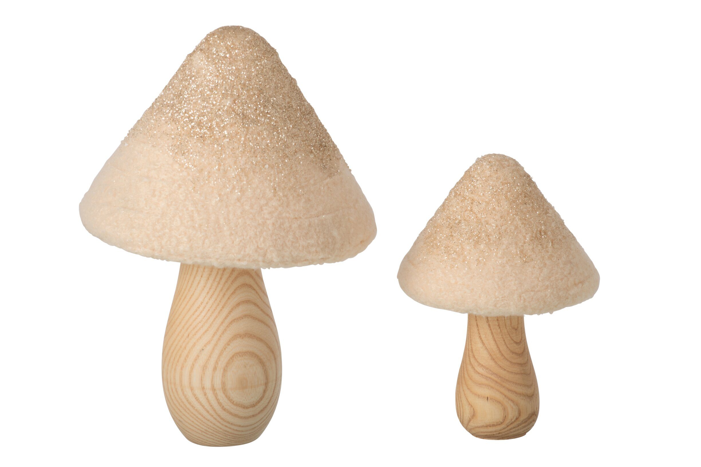 Decoratieve paddenstoel in hout en wol. Kleinste model