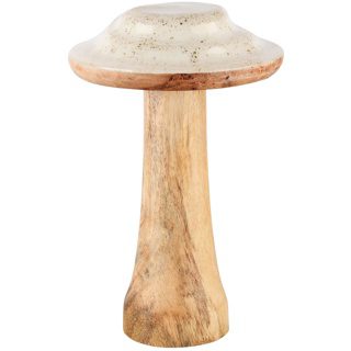 Decoratieve paddenstole wit en goud 19cm