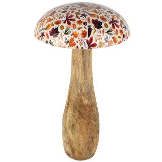 Decoratieve paddenstoel met herfstprint 14x25cm