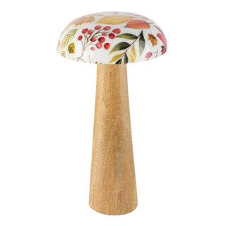 Decoratieve paddenstoel met herfstprint 13x23cm